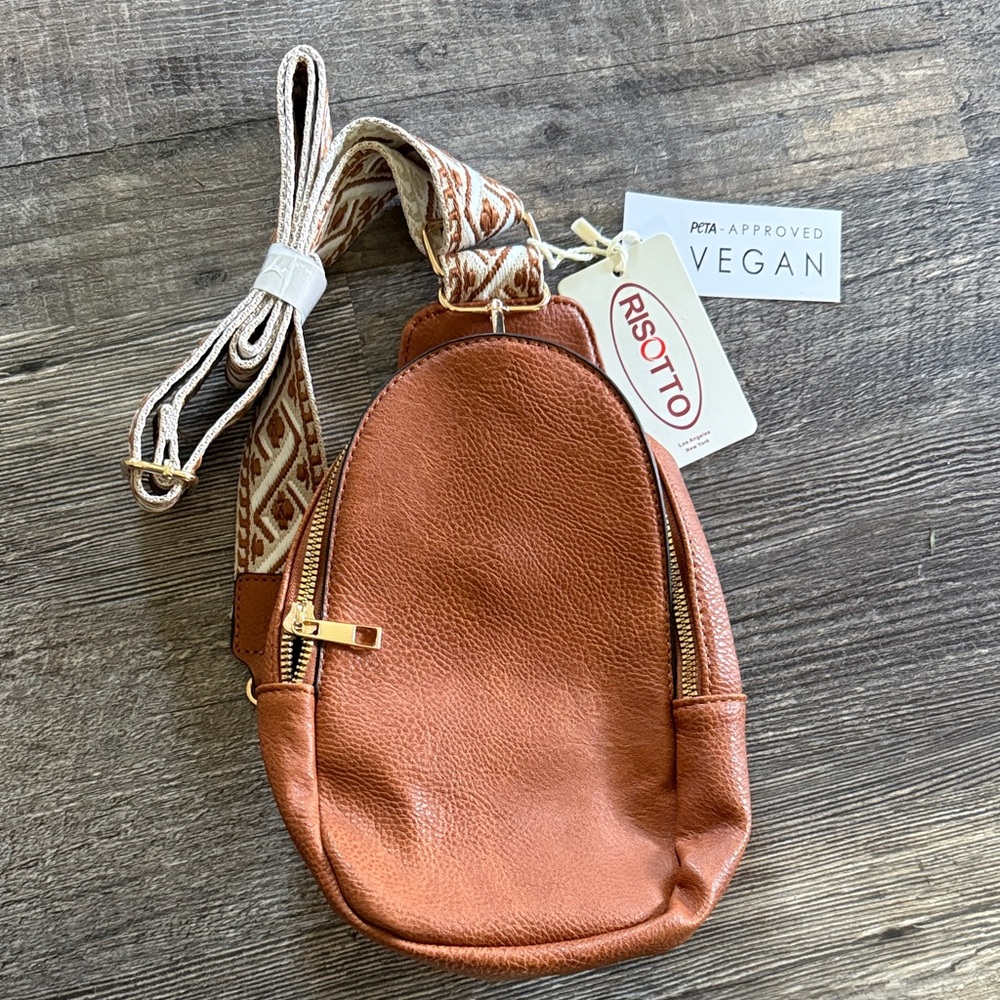 Brown Vegan Leather Crossbody Bag